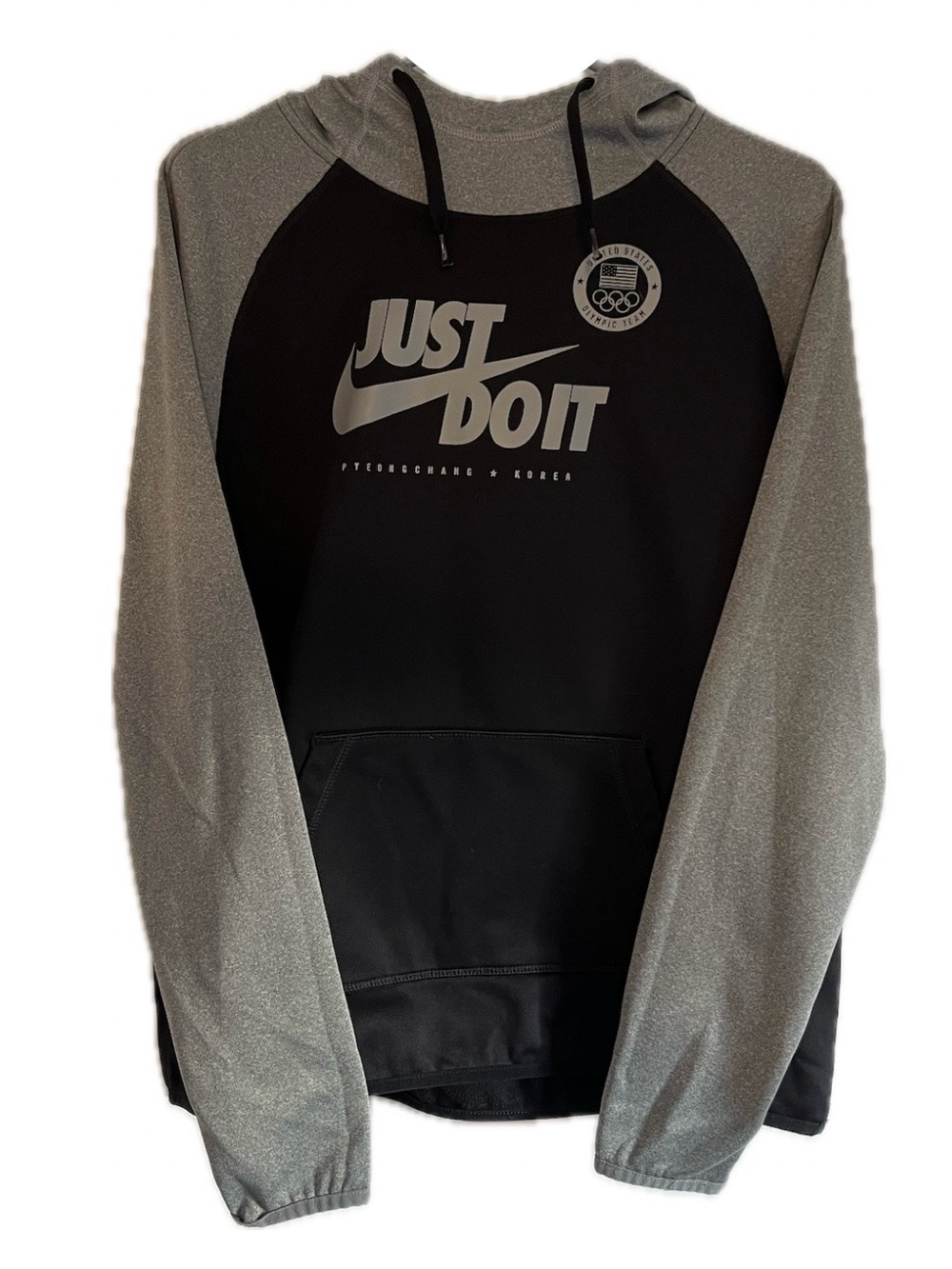 Nike Black and Grey Boys Youth Hoodie Hoodie Sweatshirt Size Large
